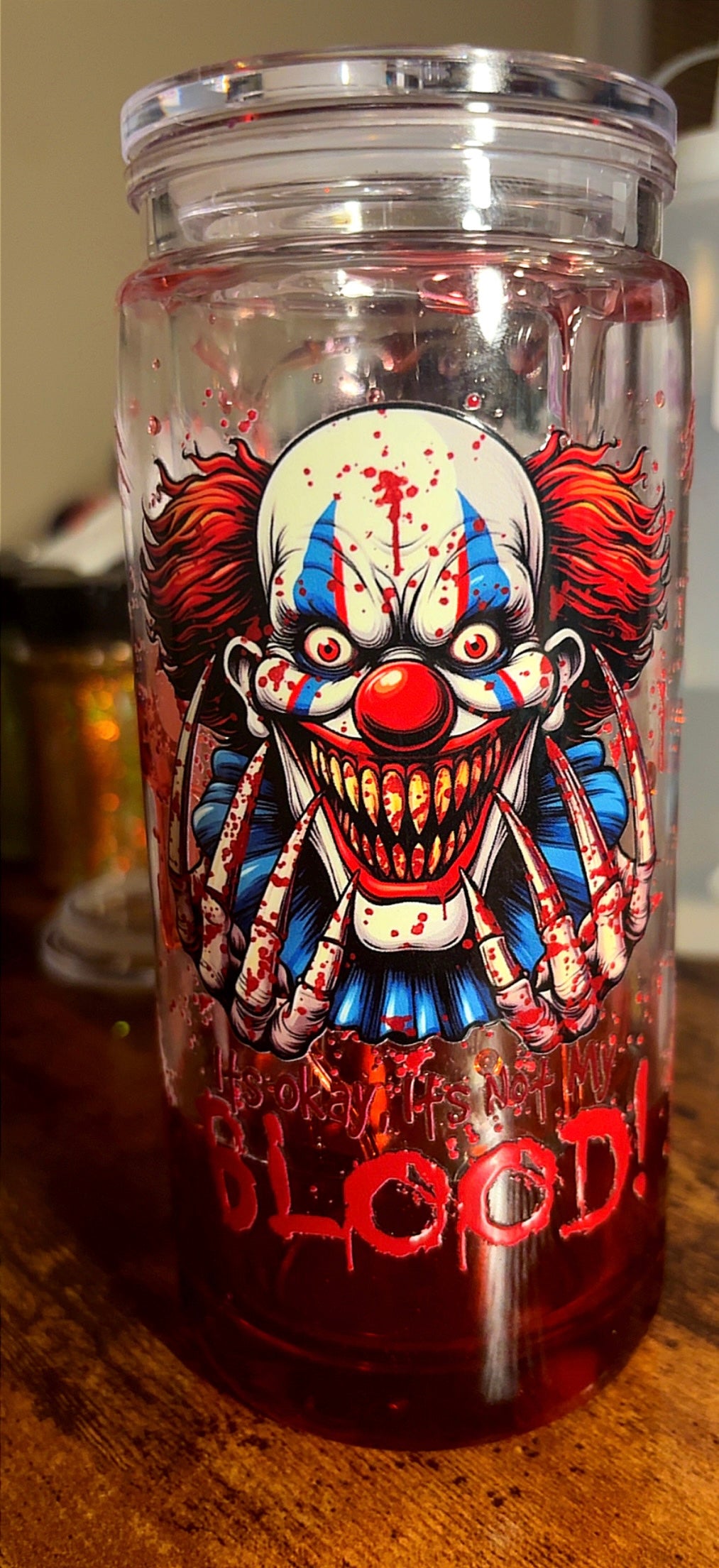 20 oz Clown blood lava drip cup