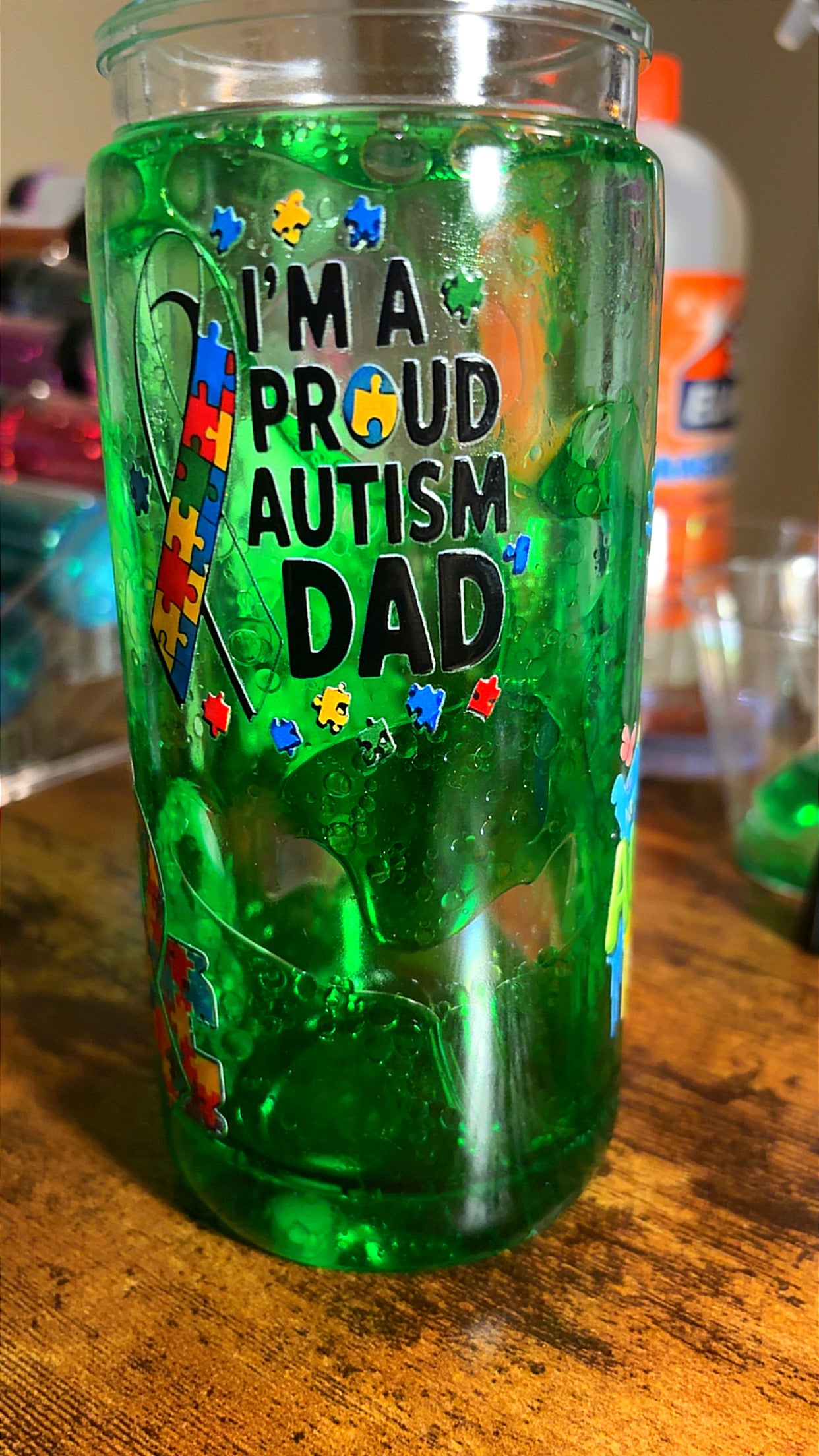 Autism lime green 20 oz lava drip