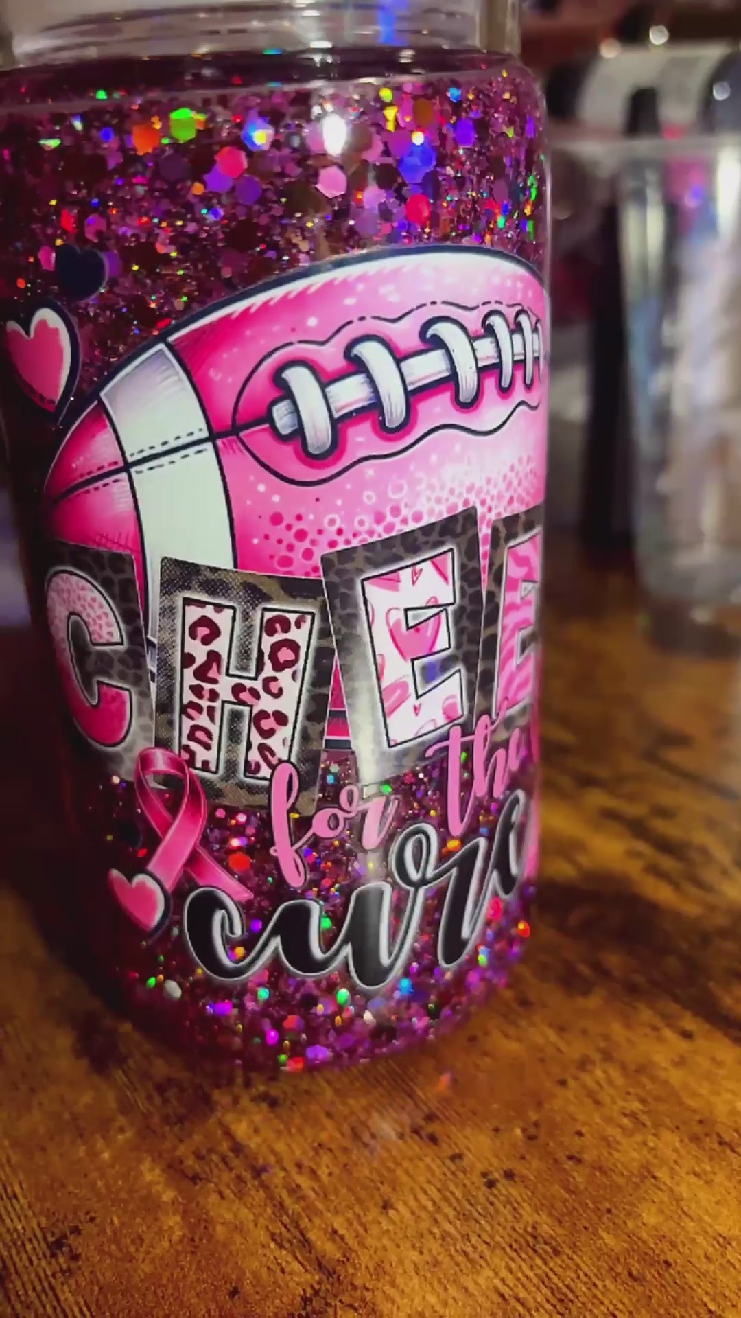Pink glitter cancer cup
