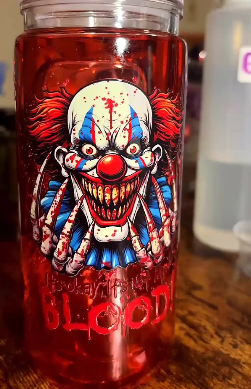 20 oz Clown blood lava drip cup